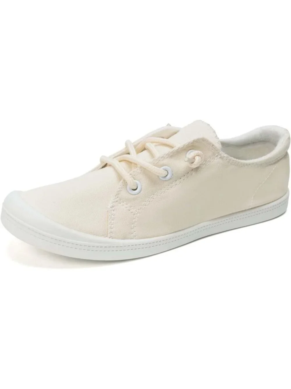 Women's Beige Comfortable Lace-Up Flat Breathable Walking Casual Sneakers